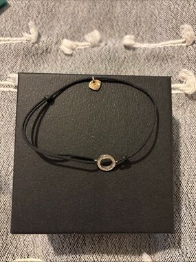 Thomas Sabo Delicate Black Cord Bracelet with Gold Circle Accent